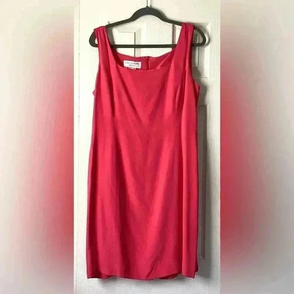 **NWOT**Jones New York Pink Silk  Body-con Midi Dress Barbiecore Size 16 - Picture 1 of 5